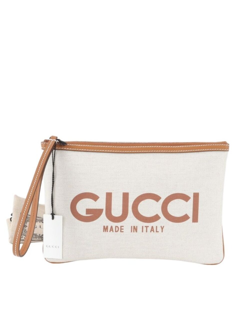 Gucci Logo Print Leather Clutch Pouch Business